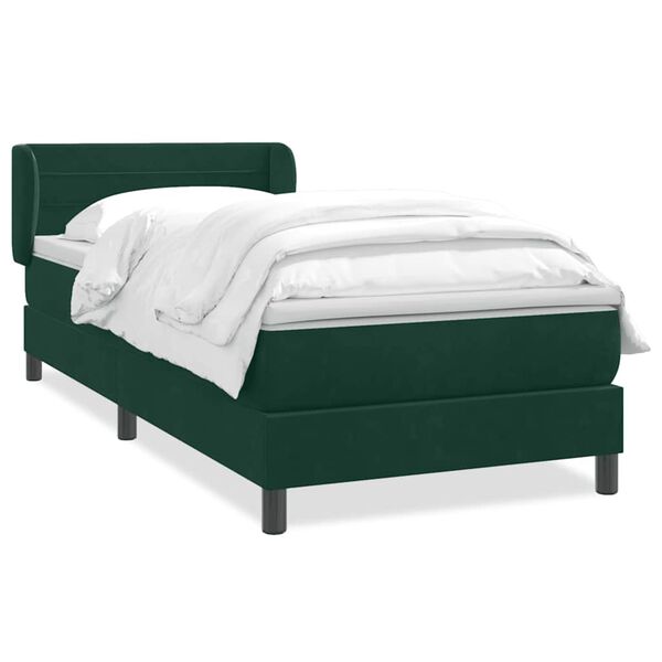 vidaXL Cama com molas/colch&atilde;o verde-escuro 80x220 cm veludo
