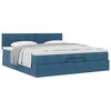 vidaXL Estrutura de cama otomana com colch&atilde;o 200x200 cm azul escuro