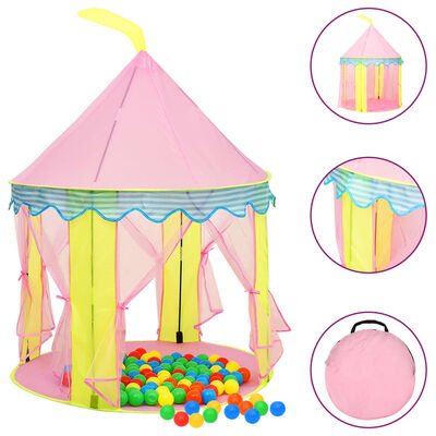 vidaXL Tenda de brincar infantil com 250 bolas 100x100x127 cm rosa