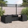 vidaXL 6 pcs conjunto lounge de jardim c/ almofad&otilde;es vime PE preto
