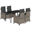 vidaXL 5 pcs conjunto de jantar p/ jardim c/ almofad&otilde;es vime PE cinza