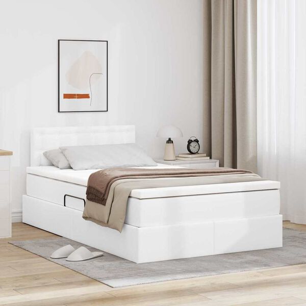 vidaXL Cama com Armazenamento Branco Puro 120 x 200 cm Couro Sint&eacute;tico