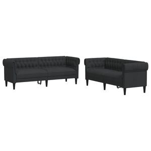 vidaXL 2 pcs conjunto de sof&aacute;s tecido preto