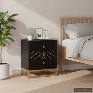 vidaXL Mesa de cabeceira 40x30x50 cm mangueira maci&ccedil;a preto e dourado