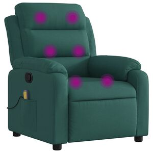 vidaXL Poltrona de massagens reclin&aacute;vel tecido verde-escuro