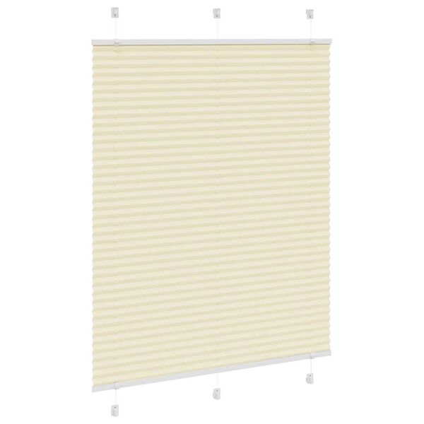 vidaXL Creme Plissada Cega 110x150 cm Largura Tecido 109,4cm Poli&eacute;ster