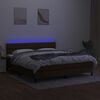 vidaXL Cama box spring c/ colch&atilde;o/LED 180x200cm tecido castanho-escuro