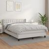 vidaXL Cama com molas/colch&atilde;o 140x200 cm couro artificial branco