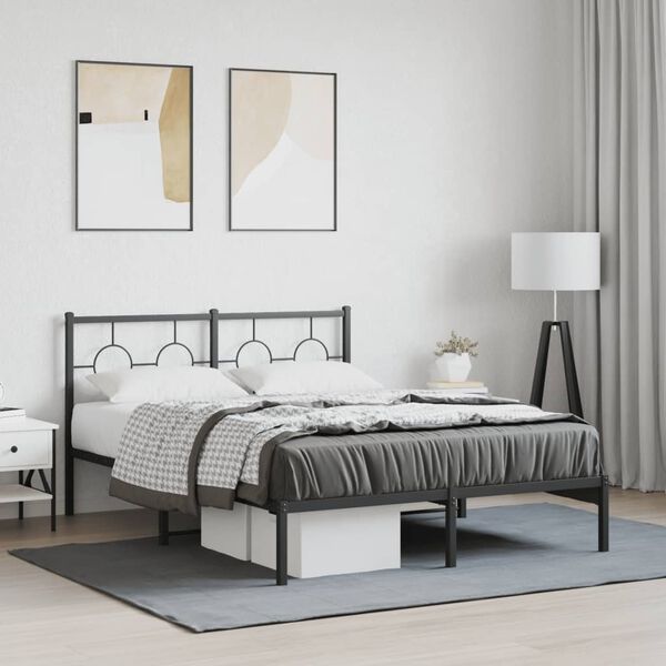 vidaXL Estrutura de cama com cabeceira 140x200 cm metal preto