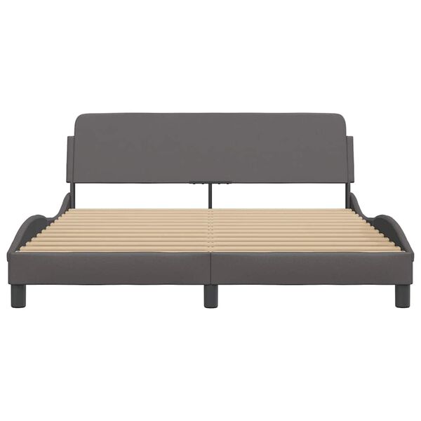 vidaXL Estrutura de cama Dover couro artificial 160x200cm cinzento