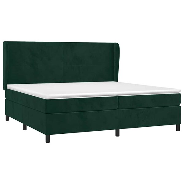 vidaXL Cama com molas/colch&atilde;o 200x200 cm veludo verde-escuro