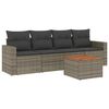 vidaXL 5 pcs conjunto sof&aacute;s de jardim c/ almofad&otilde;es vime PE cinzento