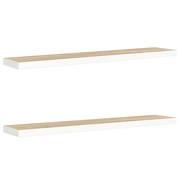 vidaXL Prateleiras parede 2 pcs 120x23,5x3,8 cm MDF carvalho e branco
