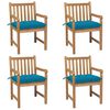 vidaXL Cadeiras de jardim c/ almofad&otilde;es azul-claro 4 pcs teca maci&ccedil;a