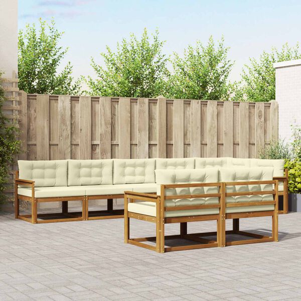 vidaXL Conjunto de Sof&aacute;s para Exterior 8 pcs Natural e Creme