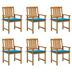 vidaXL Cadeiras de jardim com almofad&otilde;es 6 pcs ac&aacute;cia maci&ccedil;a