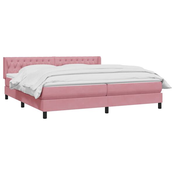 vidaXL Cama com molas/colch&atilde;o 180x210 cm veludo Rosa