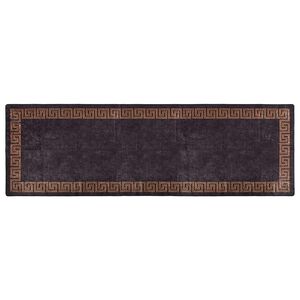 vidaXL Tapete lavável antiderrapante 80x300 cm preto e dourado