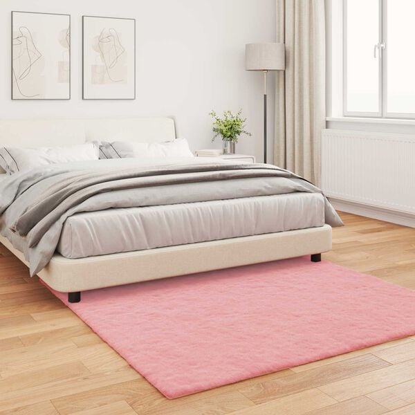 vidaXL Tapete de Pelo Sint&eacute;tico de Coelho Olite Rosa 120 x 120 cm