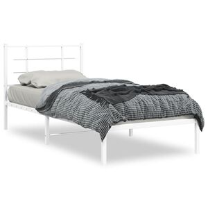 vidaXL Estrutura de cama com cabeceira 90x200 cm metal branco