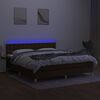 vidaXL Cama box spring c/ colch&atilde;o/LED 160x200cm tecido castanho-escuro