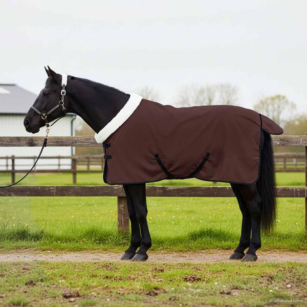 vidaXL Cobertor de Cavalo Marrom Escuro Completo 95 cm Fleece polar