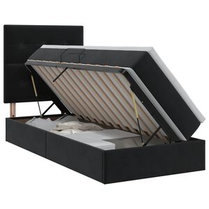 vidaXL Cama com arruma&ccedil;&atilde;o e colch&atilde;o Preto 100 x 200 cm Veludo