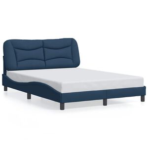 vidaXL Estrutura de cama sem colch&atilde;o Hvar 140x190 cm tecido azul