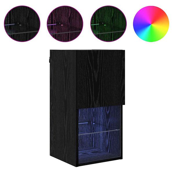 vidaXL Arm&aacute;rios de TV Montados na Parede 2 pcs Carvalho Preto