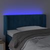 vidaXL Cabeceira de cama c/ luzes LED veludo 83x16x78/88cm azul-escuro