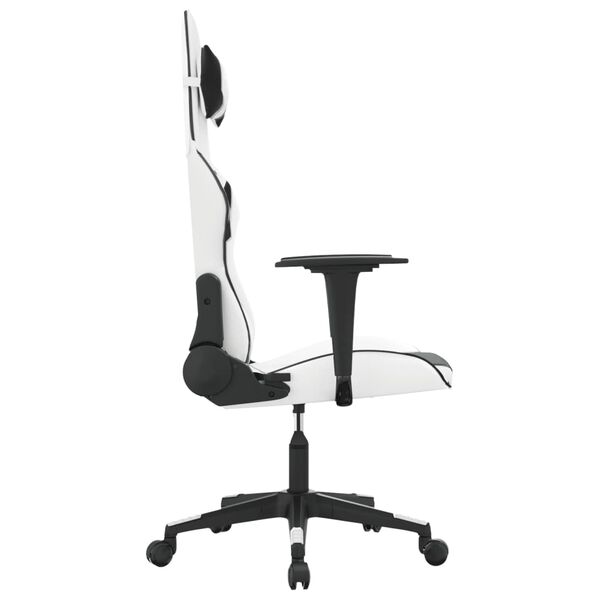 vidaXL Cadeira gaming couro artificial branco e preto