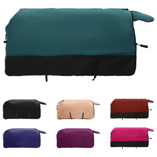 vidaXL Cobertor de Cavalo Verde Escuro e Preto 85 cm Poli&eacute;ster