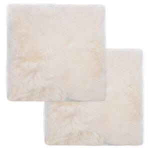 vidaXL Almofadas p/ cadeira 2 pcs 40x40cm pele carneiro genu&iacute;na branca