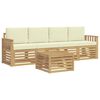 vidaXL Conjunto de Sof&aacute;s para Exterior 5 pcs Branco e Creme Poli&eacute;ster