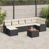 vidaXL Conjunto de Sof&aacute; de Jardim com almofada 8 pcs Preto vime PE