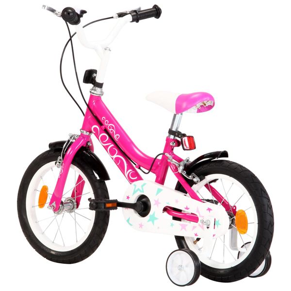 vidaXL Bicicleta de criança roda 14" preto e rosa