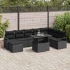 vidaXL Conjunto de Sof&aacute; de Jardim 9 pcs Preto Rattan Sint&eacute;tico