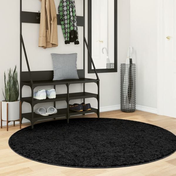 vidaXL Tapete de pelo curto OVIEDO &Oslash; 160 cm preto