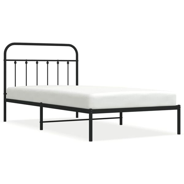 vidaXL Estrutura de cama com cabeceira 107x203 cm metal preto
