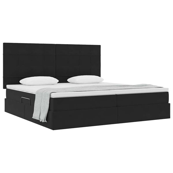 vidaXL Cama com arruma&ccedil;&atilde;o e colch&atilde;o Preto 200 x 200 cm Veludo