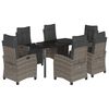 vidaXL 7 pcs conjunto de jantar p/ jardim c/ almofad&otilde;es vime PE cinza