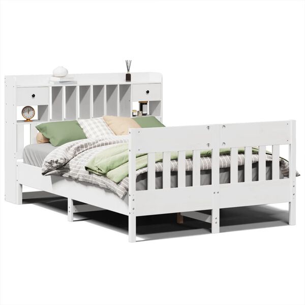 vidaXL Cama sem colch&atilde;o 160x200 cm madeira de pinho maci&ccedil;a branco