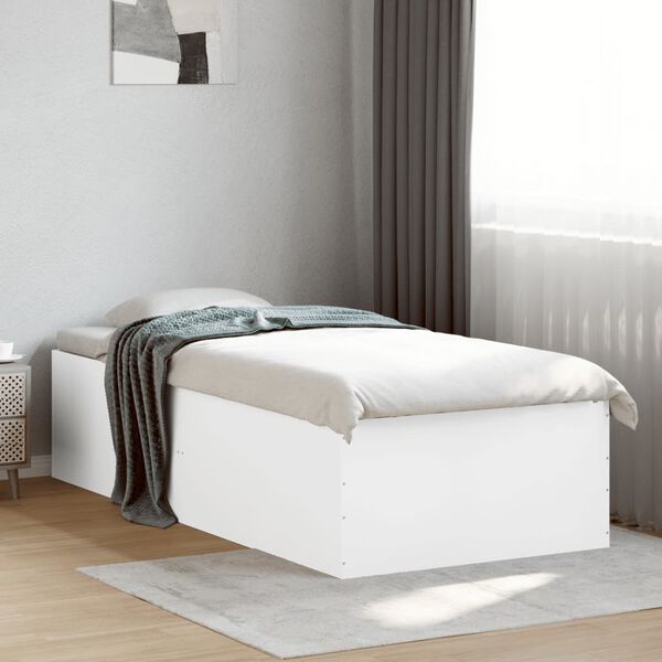 vidaXL Estrutura de cama 100x200 cm derivados de madeira branco
