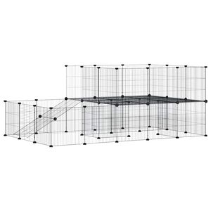 vidaXL Gaiola p/ animais de 44 pain&eacute;is c/ porta 175x105x70 cm a&ccedil;o preto
