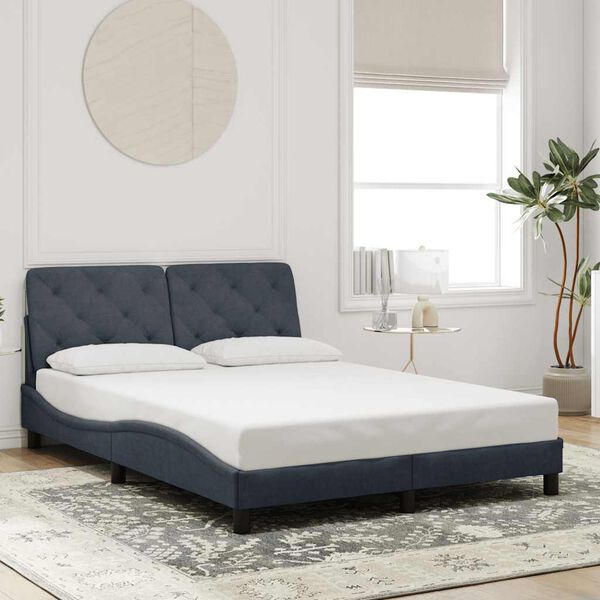 vidaXL Estrutura de cama sem colch&atilde;o 140x200 cm veludo cinzento-escuro
