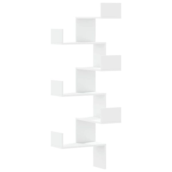 vidaXL Estante de parede p/ canto 45x45x147 cm deriv. madeira branco