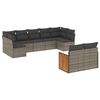 vidaXL 9 pcs conjunto sof&aacute;s p/ jardim com almofad&otilde;es vime PE cinzento