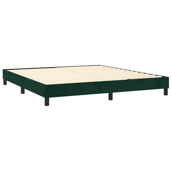vidaXL Cama com molas/colch&atilde;o 160x200 cm veludo verde-escuro