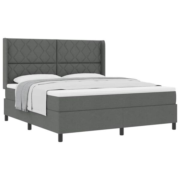 vidaXL Cama Box com colch&atilde;o Cinzento escuro 180 x 200 cm tecido