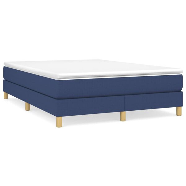 vidaXL Cama com molas/colchão 140x190 cm tecido azul